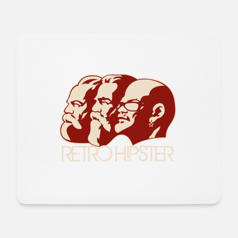 RetroHipster (Marx-Engels-Lenin-Edition) - Mousepad (Querformat) - Weiß