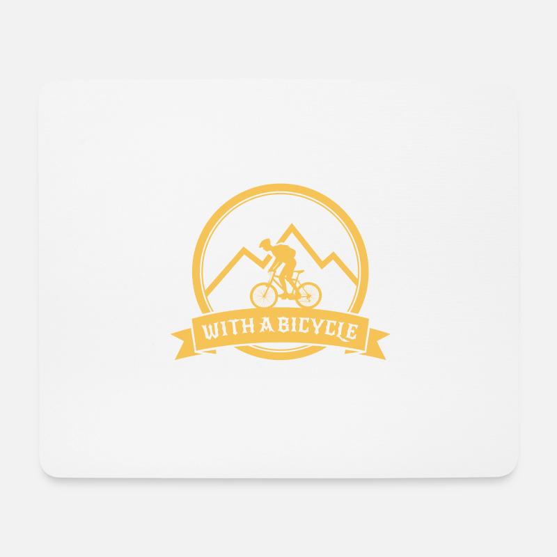 NEVER UNDERESTIMATE A MAN WITH BICYCLE! - Mouse Pad (horizontal) - white