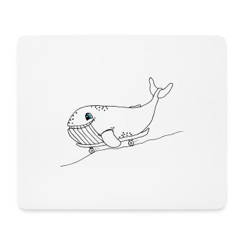 Blauwal mit Skateboard - Mousepad (Querformat) - Weiß - Vorne