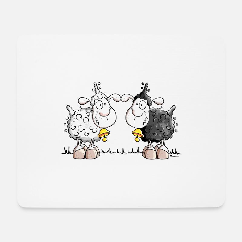 Schaf Duo - Mousepad (Querformat) - Weiß