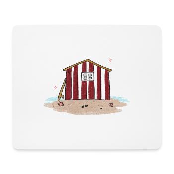 Beach house with red stripes - Mouse Pad (horizontal) - white - Front