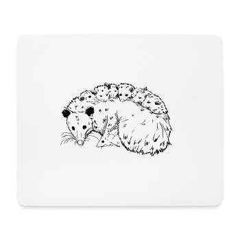 Opossum doux avec des bébés, illustration, doux - Tapis de souris (format paysage) - blanc - Devant