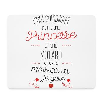 C'est compliqué d'être une Princesse et une motard - Tapis de souris (format paysage) - blanc - Devant