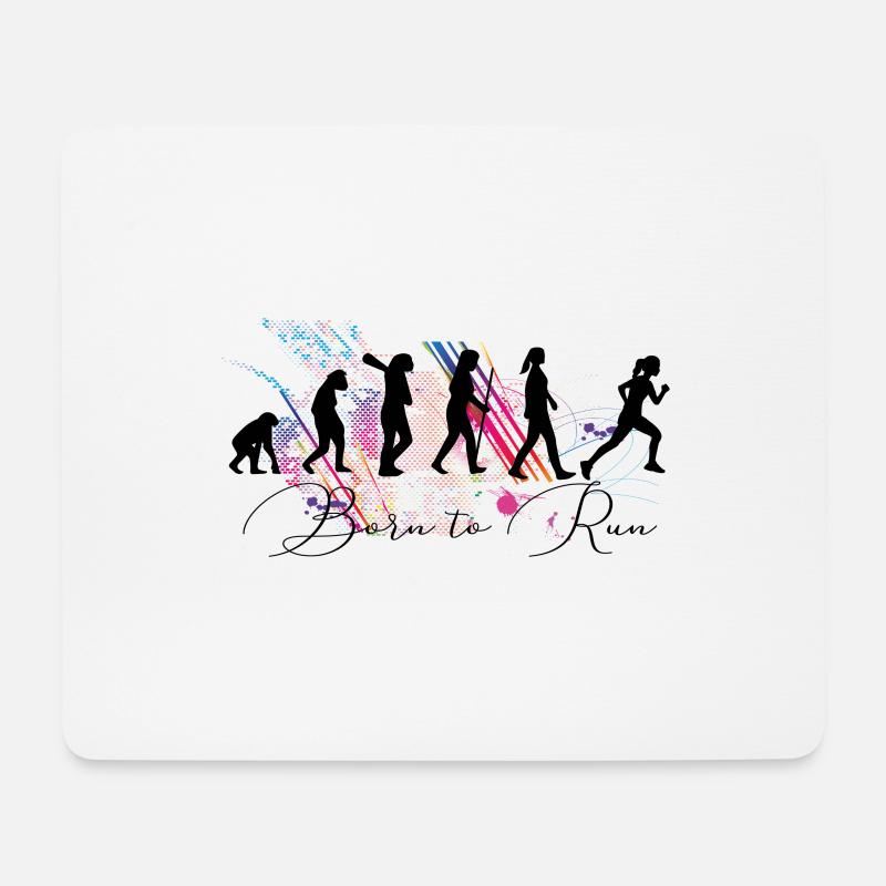 Die Evolution des Läufers - geboren um zu laufen - Mousepad (Querformat) - Weiß