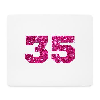 Numéro 35 paillettes rose - 35e anniversaire - Tapis de souris (format paysage) - blanc - Devant