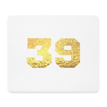 Numéro 39 paillettes doré - 39e anniversaire - Tapis de souris (format paysage) - blanc - Devant
