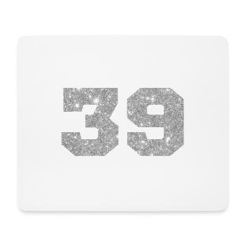 Numéro 39 paillettes argenté - 39e anniversaire - Tapis de souris (format paysage) - blanc - Devant