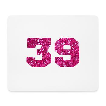 Nummer 39 Pink Glitter - 39. Geburtstag - Mousepad (Querformat) - Weiß - Vorne