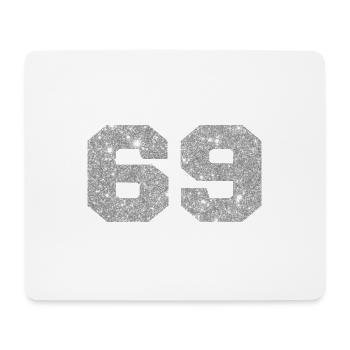 Numéro 69 paillettes argenté - 69e anniversaire - Tapis de souris (format paysage) - blanc - Devant