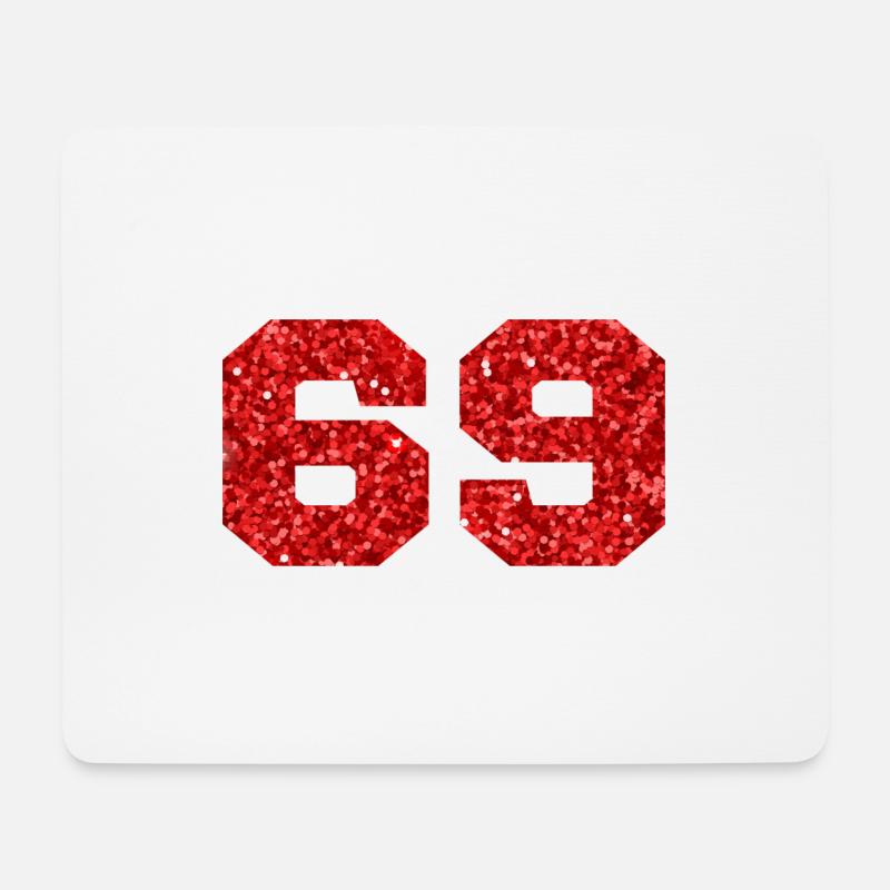 Nummer 69 Roter Glitzer - 69. Geburtstag - Mousepad (Querformat) - Weiß