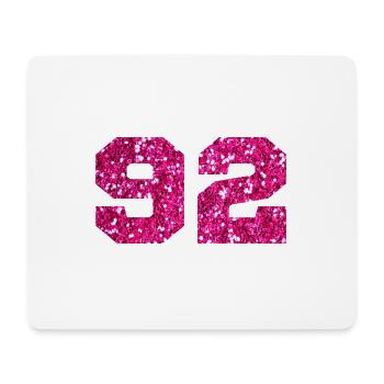 Nummer 92 Pink Glitter - 92. Geburtstag - Mousepad (Querformat) - Weiß - Vorne