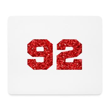 Nummer 92 Roter Glitzer - 92. Geburtstag - Mousepad (Querformat) - Weiß - Vorne