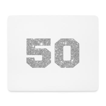 Numéro 50 paillettes argenté - 50e anniversaire - Tapis de souris (format paysage) - blanc - Devant