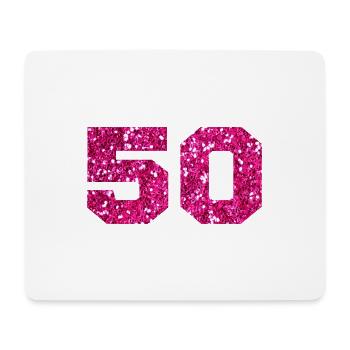 Numéro 50 paillettes rose - 50e anniversaire - Tapis de souris (format paysage) - blanc - Devant