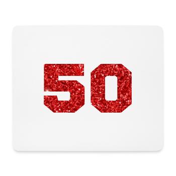 Numéro 50 paillettes rouge - 50e anniversaire - Tapis de souris (format paysage) - blanc - Devant