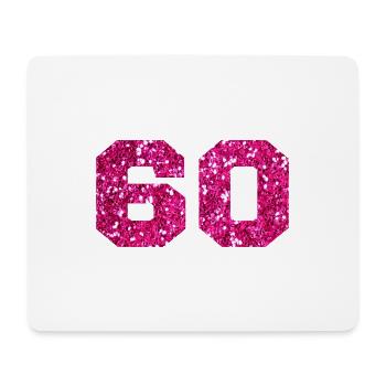 Numéro 60 paillettes rose - 60e anniversaire - Tapis de souris (format paysage) - blanc - Devant