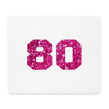 Numéro 80 paillettes rose - 80e anniversaire - Tapis de souris (format paysage) - blanc - Devant