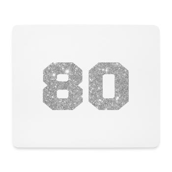Numéro 80 paillettes argenté - 80e anniversaire - Tapis de souris (format paysage) - blanc - Devant