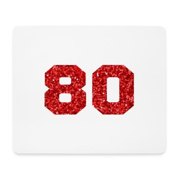 Numéro 80 paillettes rouge - 80e anniversaire - Tapis de souris (format paysage) - blanc - Devant