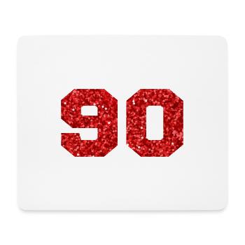 Number 90 Red Glitter - 90th Birthday - Mouse Pad (horizontal) - white - Front