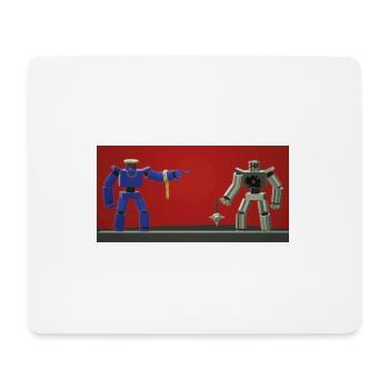 Silberne und blaue Roboter - Mousepad (Querformat) - Weiß - Vorne