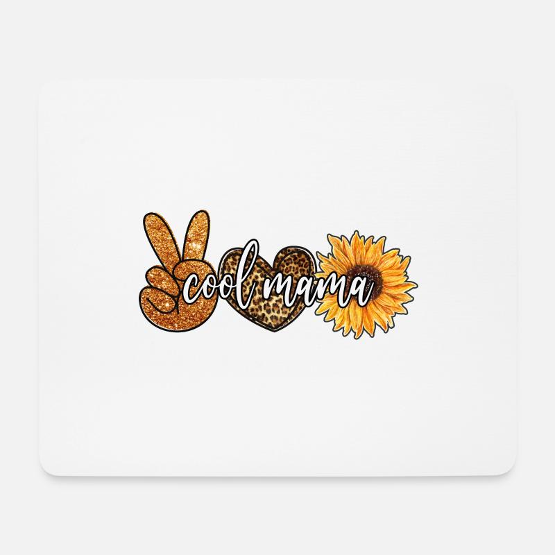 Cool Mama, Sunflowers and leopard print - Mousepad (Querformat) - Weiß