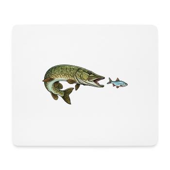 Pike hunts fish - Mouse Pad (horizontal) - white - Front