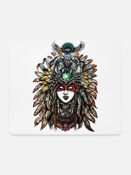 Indianer - Mousepad (Querformat) - Weiß