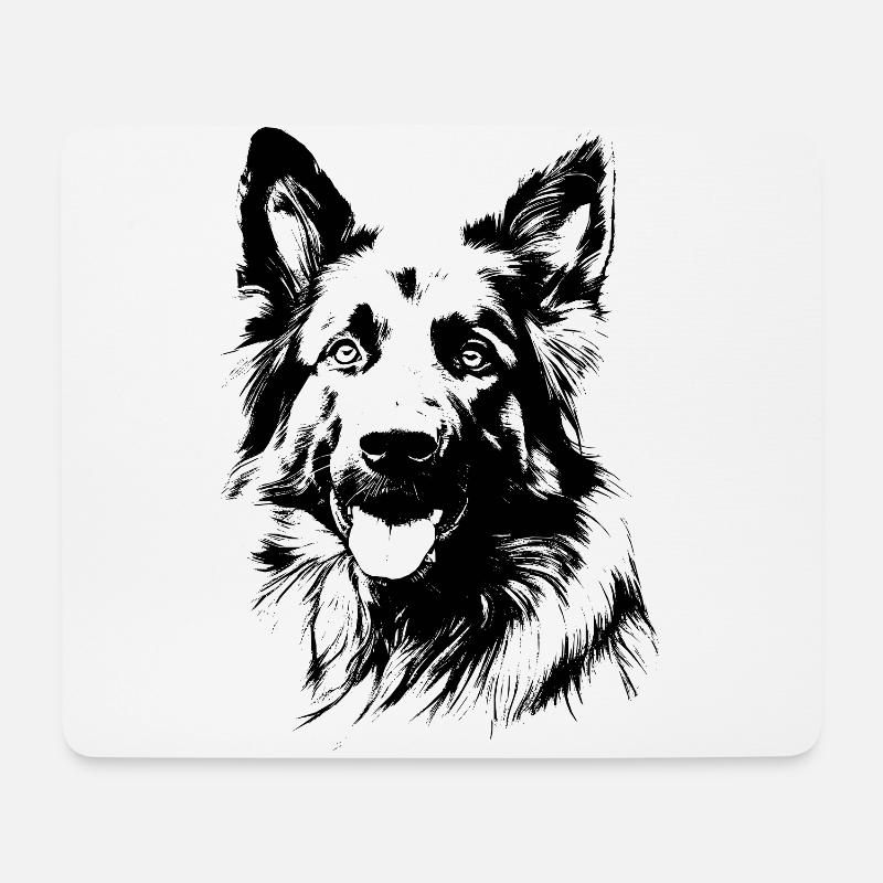 Deutscher Schäferhund - Mousepad (Querformat) - Weiß
