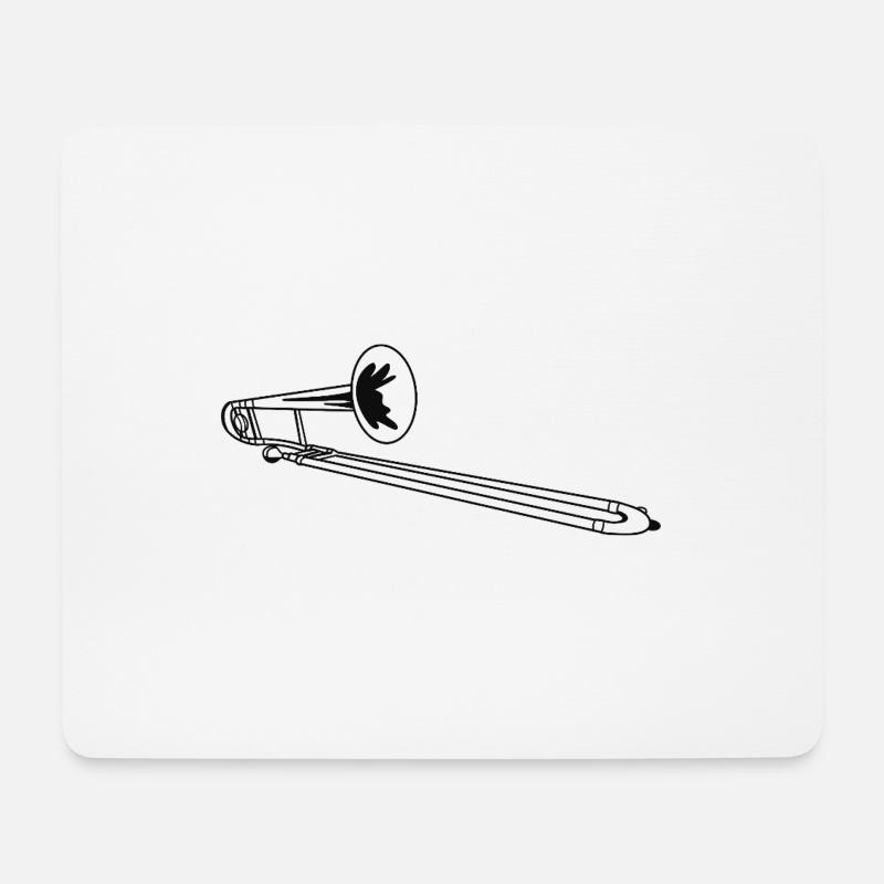Posaune Zeichnung - Mousepad (Querformat) - Weiß