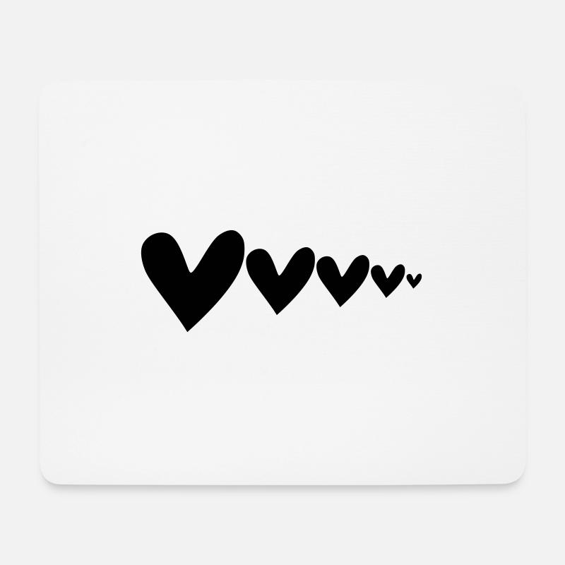 Herzen Groß zu Klein - Mousepad (Querformat) - Weiß