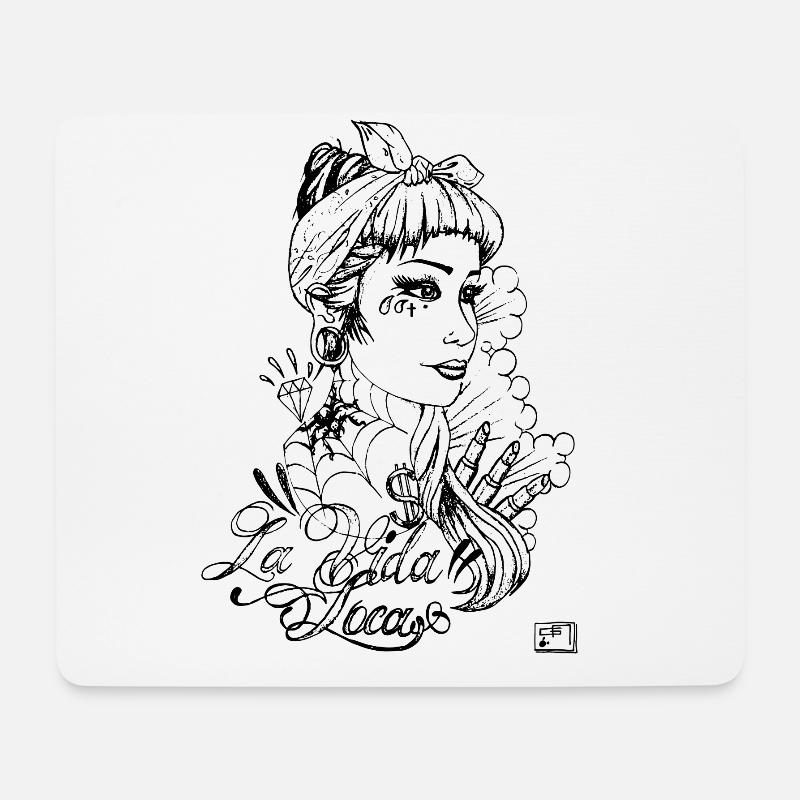 tätowiert Mädchen - Mousepad (Querformat) - Weiß