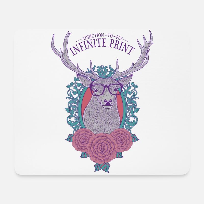 Hipster Hirsch - Mousepad (Querformat) - Weiß