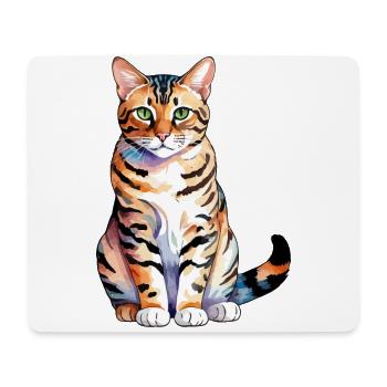 Bengalkatze Wasserfarben - Mousepad (Querformat) - Weiß - Vorne