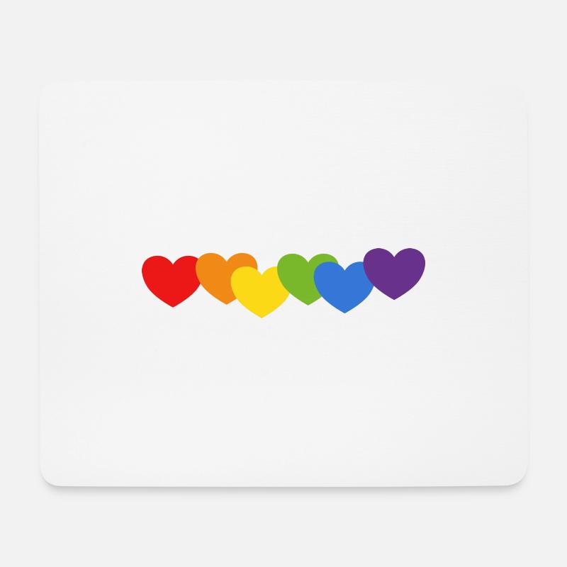 Regenbogen Herzen Pride Flagge Farben - Mousepad (Querformat) - Weiß