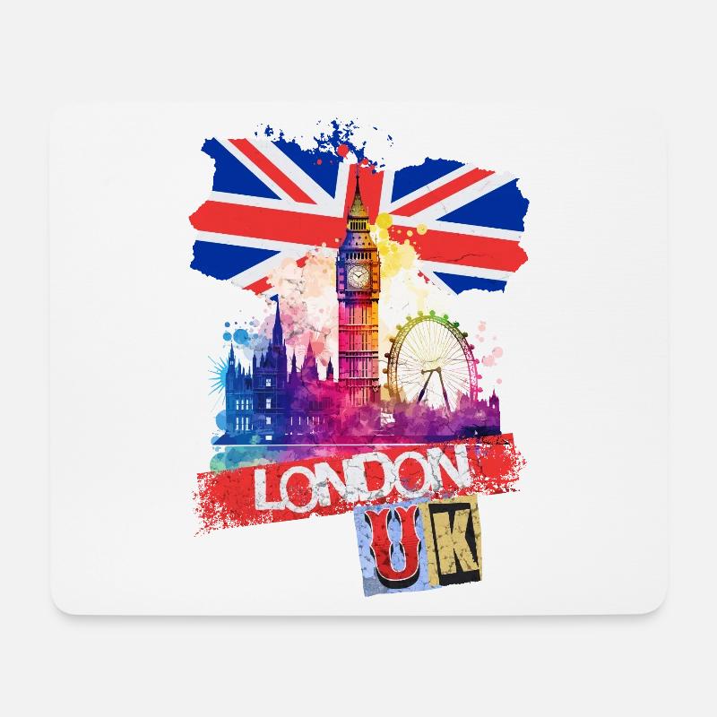 London England Stadt Skyline Big Ben Bunt Splash - Mousepad (Querformat) - Weiß