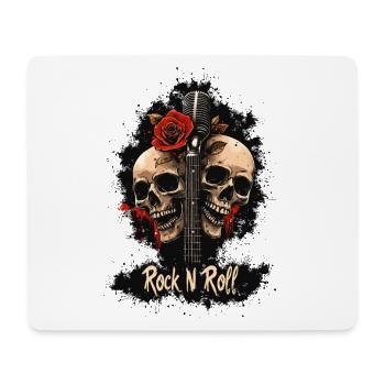 Rock N Roll Crâne Guitare électrique Rose Musique Rocker - Tapis de souris (format paysage) - blanc - Devant
