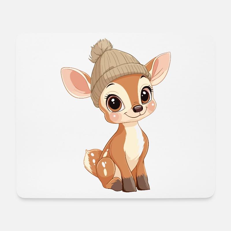 Reh Süß Niedlich Baby Kinder Tier Rehkitz Cartoon - Mousepad (Querformat) - Weiß