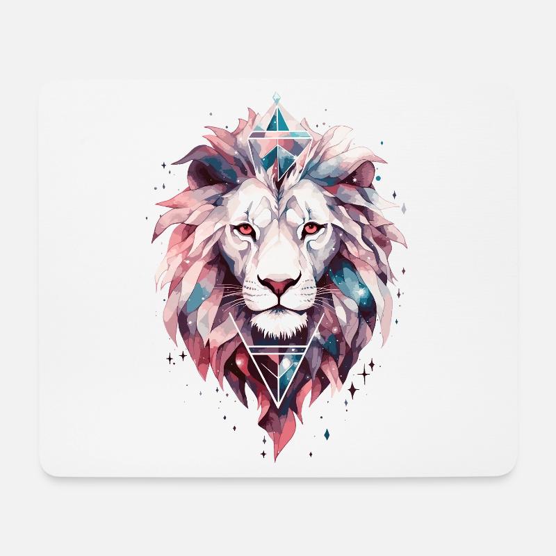 Löwe Löwenkopf Kosmisch Galaxie Universum Kunst - Mousepad (Querformat) - Weiß