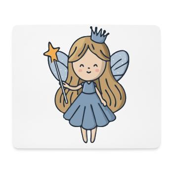 Princesse fée mignonne avec baguette, conception de fille magique - Tapis de souris (format paysage) - blanc - Devant