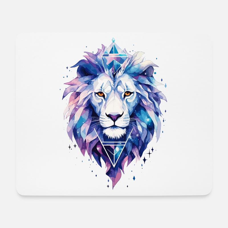 Löwe Löwenkopf Kosmisch Galaxie Universum Kunst - Mousepad (Querformat) - Weiß