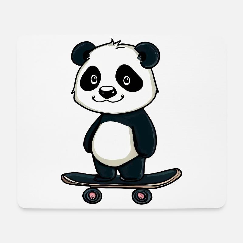 Skateboard Panda - Mousepad (Querformat) - Weiß