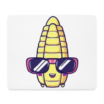 Cooler Mais mit Sonnenbrille - Kawaii Stil - Mousepad (Querformat) - Weiß - Vorne