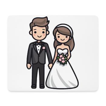 Jeunes mariés, Mariage, Mariée, Marié - Tapis de souris (format paysage) - blanc - Devant