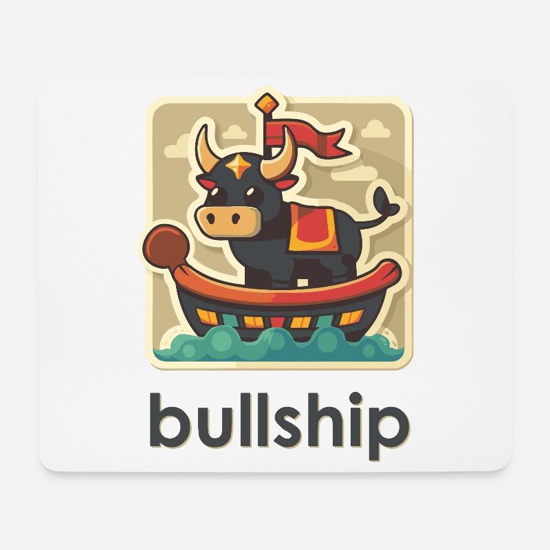 Cartoon Style Bullship - Mouse Pad (horizontal) - white