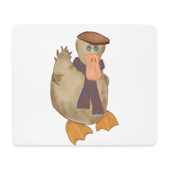 Running duck, Laufente mit Schal, Enten Pulli - Mousepad (Querformat) - Weiß - Vorne