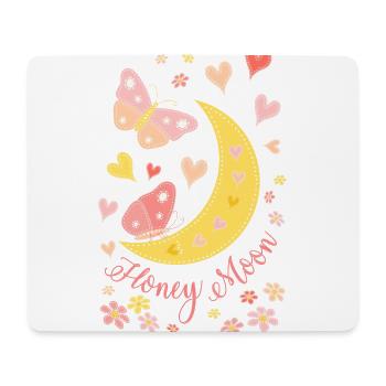 Honeymoon mit Mond Herz Blumen und Schmetterlingen - Mousepad (Querformat) - Weiß - Vorne