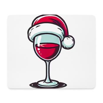 Festliches Weinglas mit Nikolausmütze - Mousepad (Querformat) - Weiß - Vorne