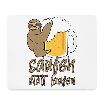 Saufen statt Laufen lustiger Spruch Faultier Bier - Mousepad (Querformat) - Weiß - Vorne