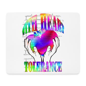 with heart and tolerance rainbow - Mouse Pad (horizontal) - white - Front